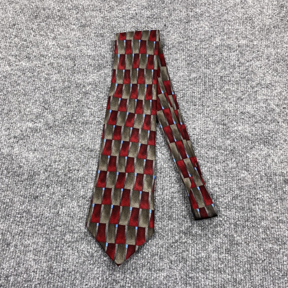 Vintage ASHES. ASHES Sixteenth Set Tie Mens One Size Red Geometric 100% Silk 90s